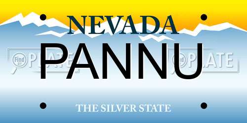 PANNU Nevada License Plate