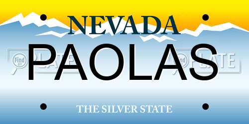 PAOLAS Nevada License Plate