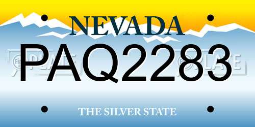 PAQ2283 Nevada License Plate