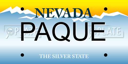PAQUE Nevada License Plate