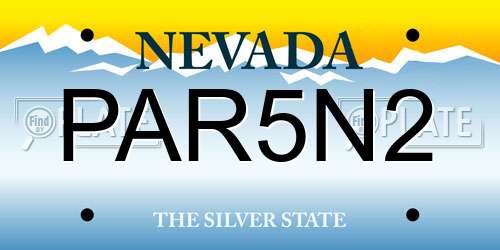 PAR5N2 Nevada License Plate