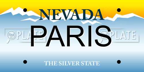 PARIS Nevada License Plate