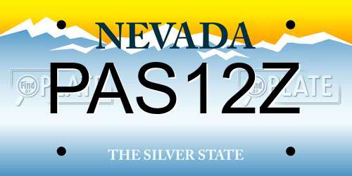 PAS12Z Nevada License Plate