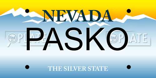 PASKO Nevada License Plate