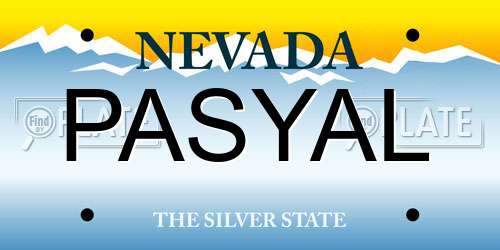 PASYAL Nevada License Plate