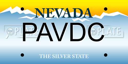 PAVDC Nevada License Plate