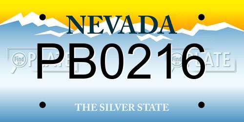PB0216 Nevada License Plate