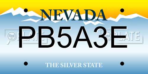 PB5A3E Nevada License Plate