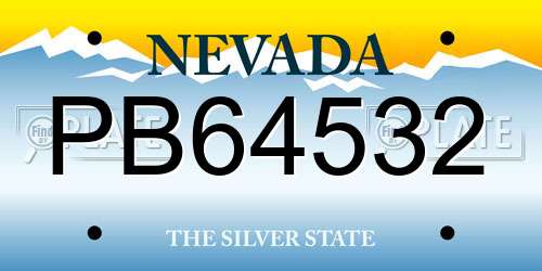 PB64532 Nevada License Plate