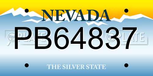 PB64837 Nevada License Plate