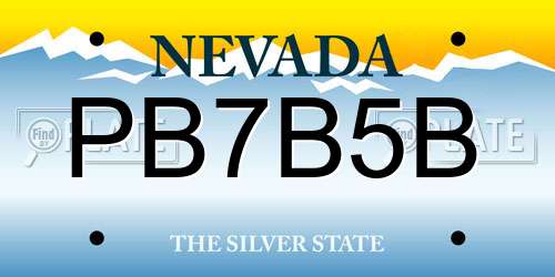 PB7B5B Nevada License Plate