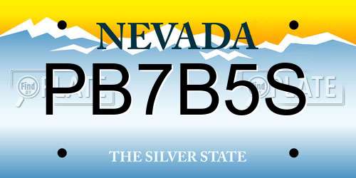 PB7B5S Nevada License Plate
