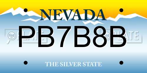 PB7B8B Nevada License Plate