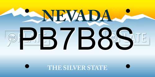 PB7B8S Nevada License Plate