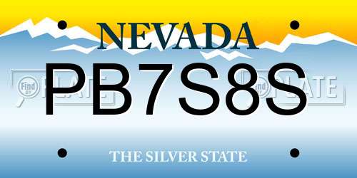 PB7S8S Nevada License Plate