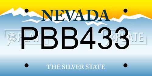 PBB433 Nevada License Plate