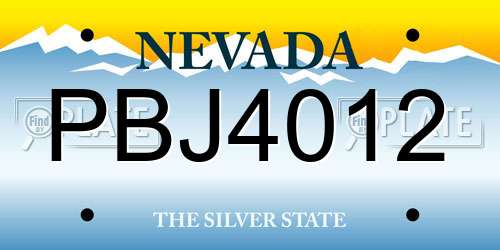 PBJ4012 Nevada License Plate