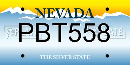 PBT558 Nevada License Plate