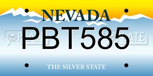 PBT585 Nevada License Plate