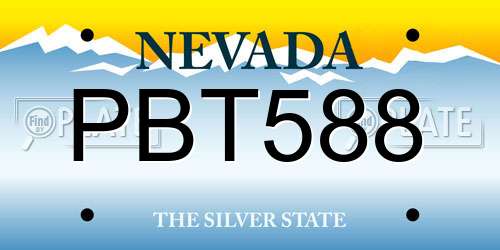 PBT588 Nevada License Plate