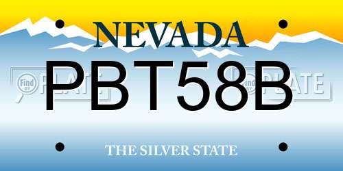 PBT58B Nevada License Plate