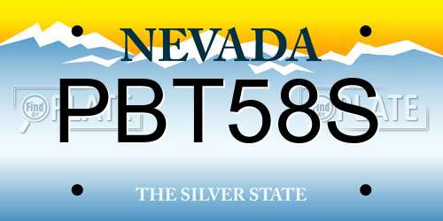 PBT58S Nevada License Plate