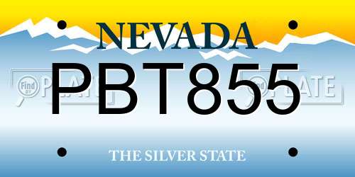 PBT855 Nevada License Plate