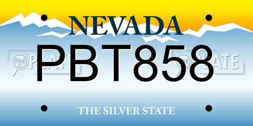 PBT858 Nevada License Plate