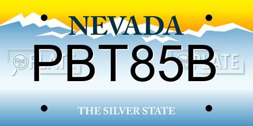 PBT85B Nevada License Plate