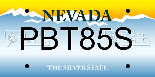 PBT85S Nevada License Plate
