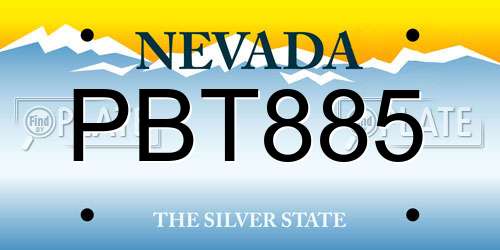 PBT885 Nevada License Plate