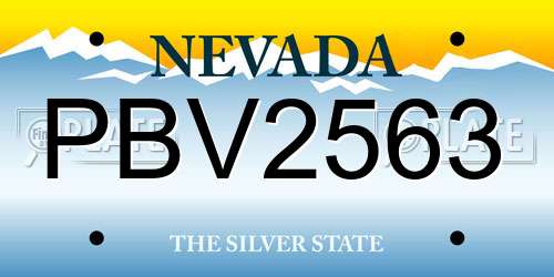 PBV2563 Nevada License Plate