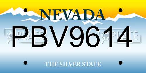 PBV9614 Nevada License Plate