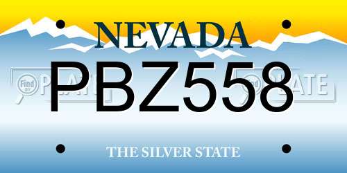 PBZ558 Nevada License Plate