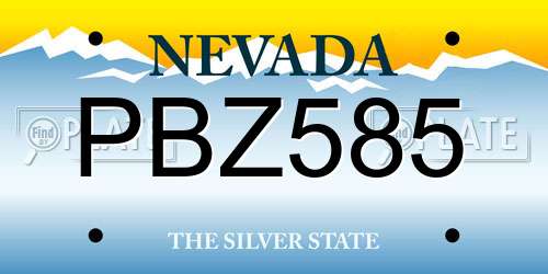 PBZ585 Nevada License Plate