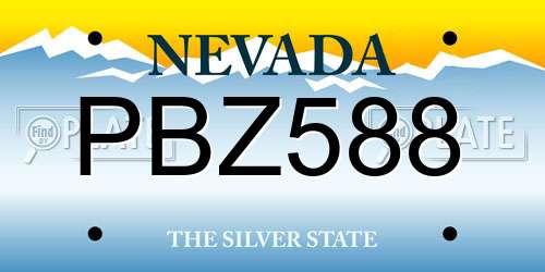 PBZ588 Nevada License Plate