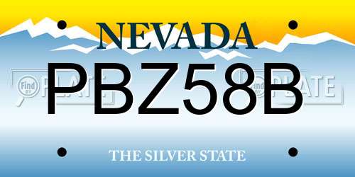 PBZ58B Nevada License Plate