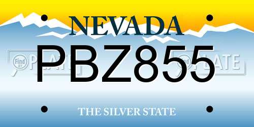 PBZ855 Nevada License Plate