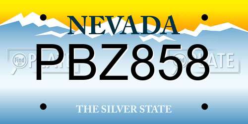 PBZ858 Nevada License Plate