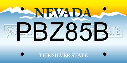 PBZ85B Nevada License Plate