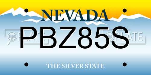 PBZ85S Nevada License Plate