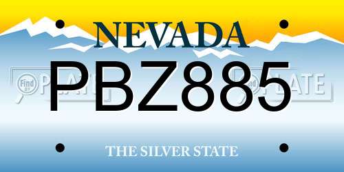 PBZ885 Nevada License Plate