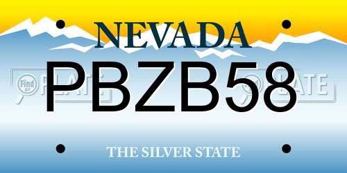 PBZB58 Nevada License Plate