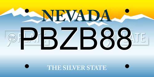 PBZB88 Nevada License Plate