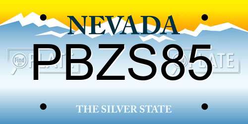 PBZS85 Nevada License Plate