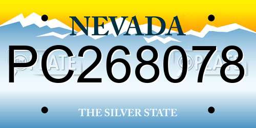 PC268078 Nevada License Plate