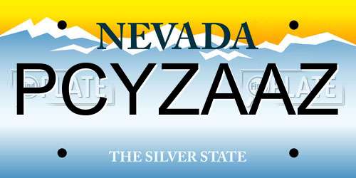 PCYZAAZ Nevada License Plate