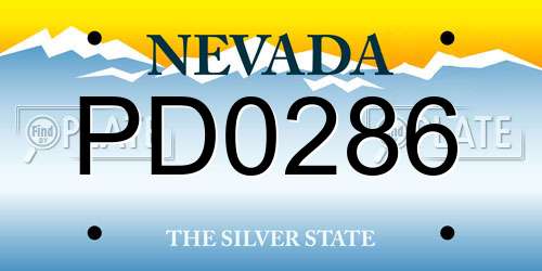 PD0286 Nevada License Plate