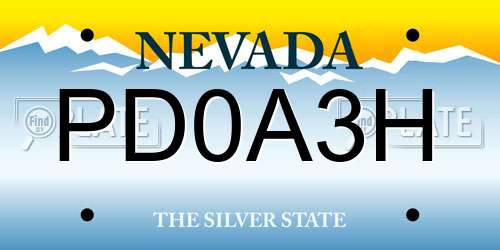PD0A3H Nevada License Plate