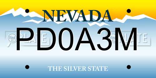 PD0A3M Nevada License Plate